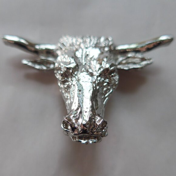 Set of two longhorn bull silver tone bolos - Picture 4 of 10